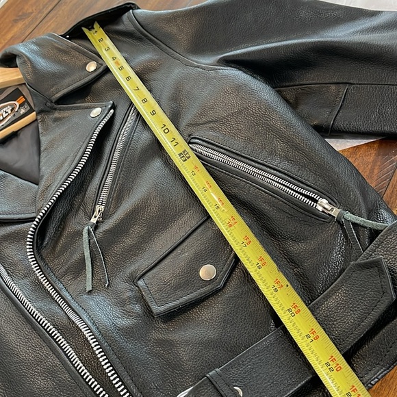 CUSTOM BILT BLACK LEATHER MOTORCYCLE MOTORS BIKER JACKET - SIZE SMALL - Picture 15 of 17